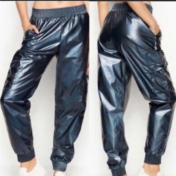 Victorias Secret VSX Sport Cargo Shine Jogger Track Pants Teal Blue - Picture 2 of 16